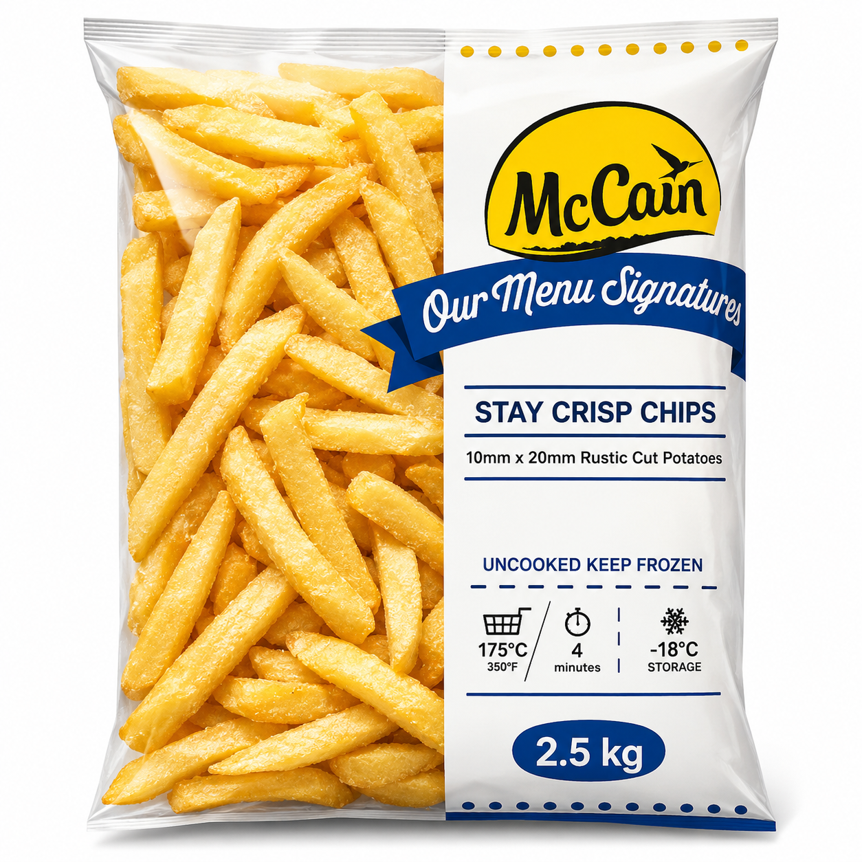 Mccain Stay Crisp Chips Rustic, Frozen (2.5kg)