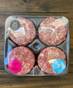 Burger Patties - 4 x 165g Thick Gourmet Bacon & Cheese