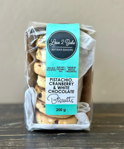 Love2Bake Pistachio, Cranberry & White Chocolate Biscuits 200g