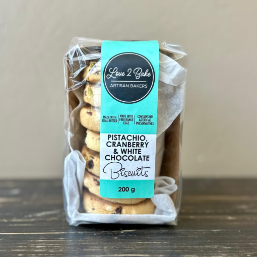 Love2Bake Pistachio, Cranberry & White Chocolate Biscuits 200g